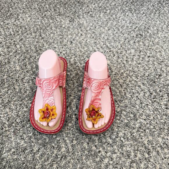 Lartiste Aldora Sandals Pink Leather Floral Colorful Thongs Slip On 30 US 8.5 - Picture 10 of 10